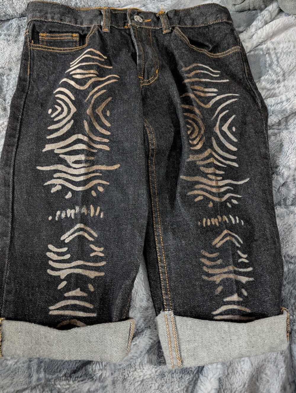 Parasuco Y2K Tribal Abstract Demin Cuffed Jean Shorts Size 28'